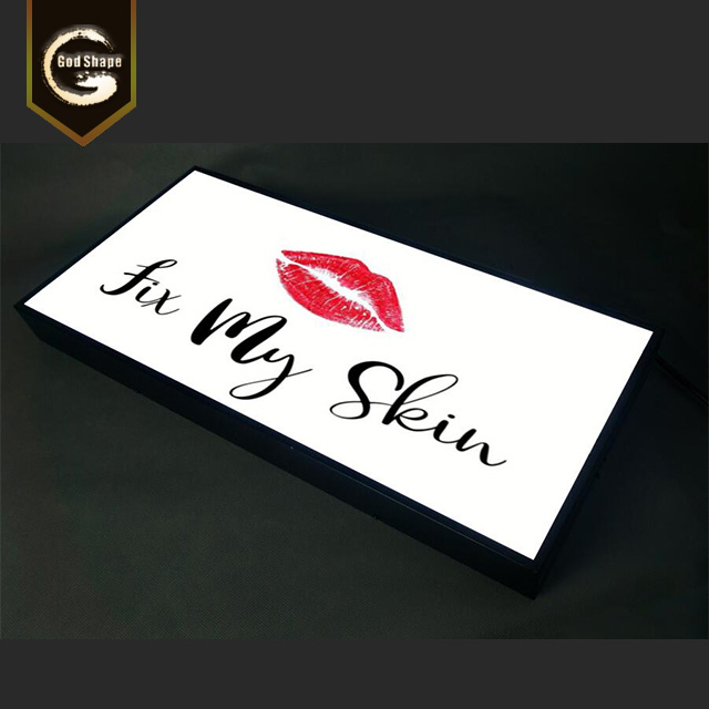 Modern Advertising Acrylic Rectangle Customized Light Box Sign Single Sided  Metal Led Light Box Sign