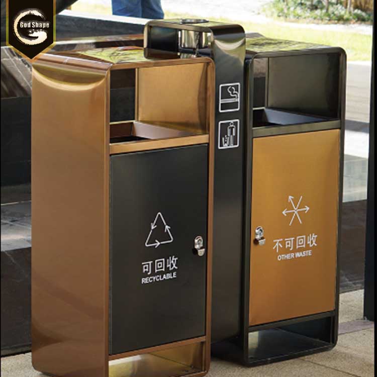 Manufacturer wholesales metal outdoor garbage bin trash can 3 compartments rubbish can
