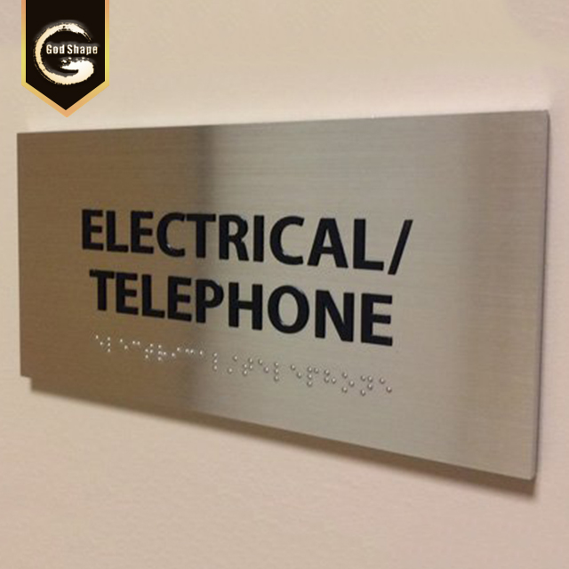 Curved Aluminum Alloy Etched Braille Sign Door Name Restroom Toilet Signage Door Office Sign