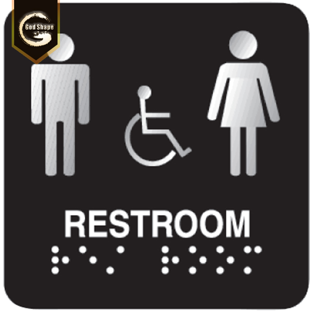 Wall Mounted Acrylic Braille Sign Room ID Plaque Signboard Toilet Door Plate