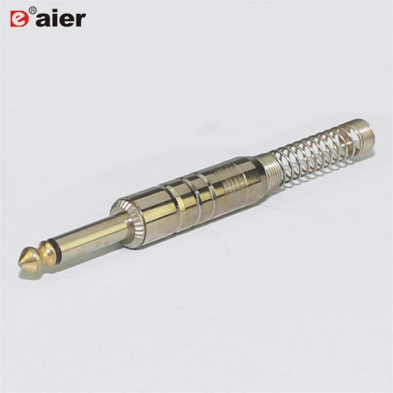 1/4 Metal Housing W/Spring Wire Protection 6.35mm Mono Plug