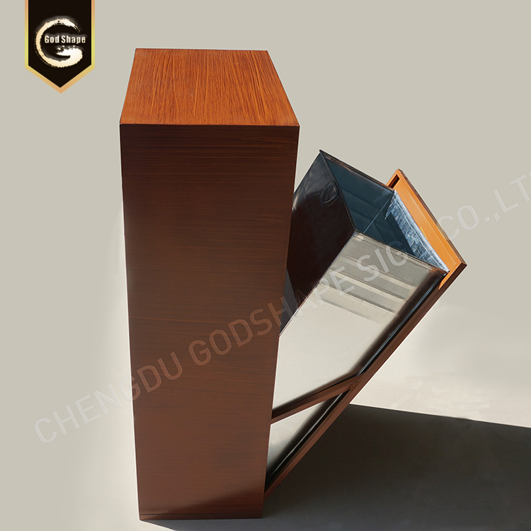 Outdoor waste container galvanized steel wood view cheap trash can