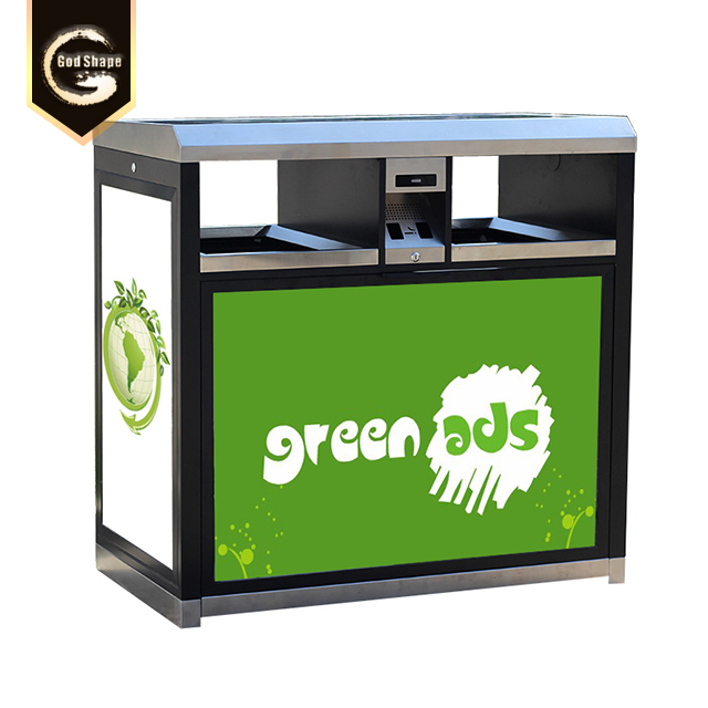 Factory Large Stainless Steel Simple Park Street Trash Can Office Apartment Trash Can Garbage Waste Bins