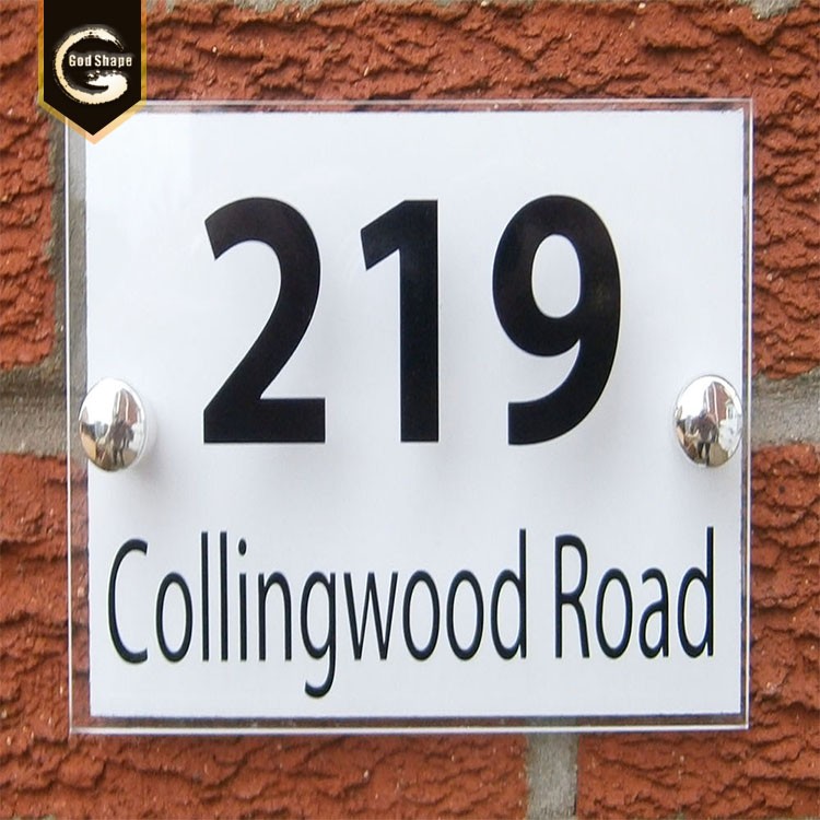 Wall mount sign board plaque clear transparent acrylic glass door number plate hotel sign board