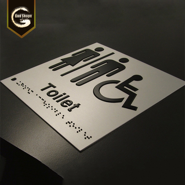 Hot Selling Factory ADA Braille Sign Door Plate Stainless Steel Restroom Toilet Sign Door Office Metal Sign