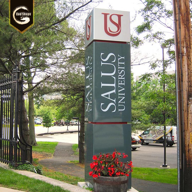 Shop direction directory and wayfinding signage outdoor advertising  illuminated freestanding pylon sign