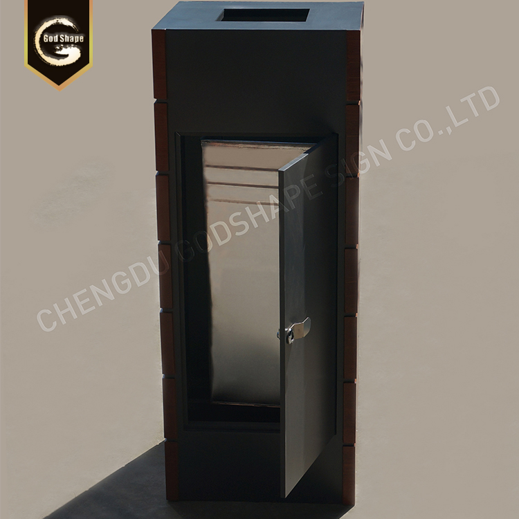 Outdoor street waste container dustbin outdoor stainless steel wood view trash can