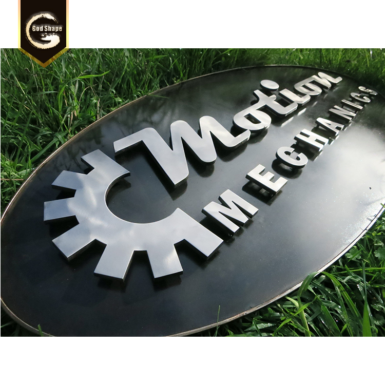 Outdoor laser cut stainless steel plaque  raised up letters 3d logo signage