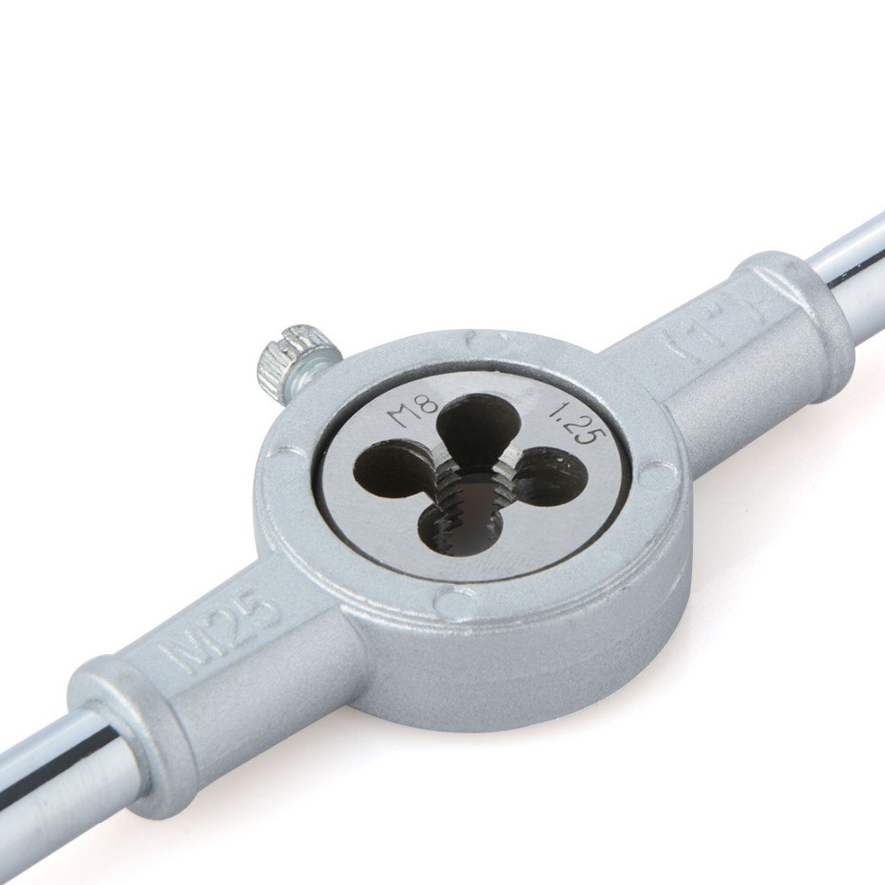 8 pcs/sets of Metric Taps Dies Wrench Handle Tap and Die Set M3-M12 Screw Thread Plugs Straight Taper Drill Hand Tools P15