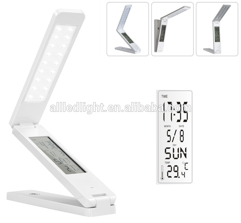 Mini Portable LED Light With Calendar Alarm clock Folding LED table Desk Lamp
