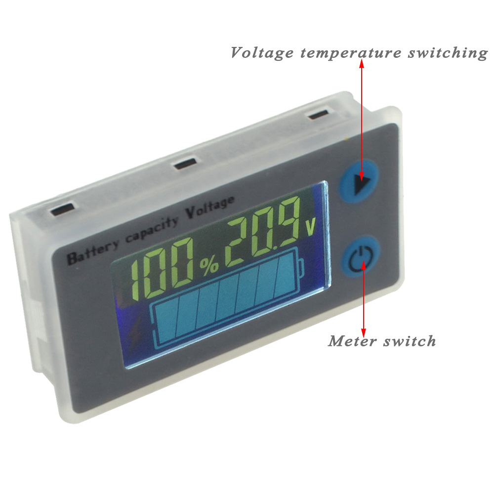 DC10-100V LCD Acid Lead Lithium Battery Capacity Indicator Digital Voltmeter Voltage Tester with Temperature Display