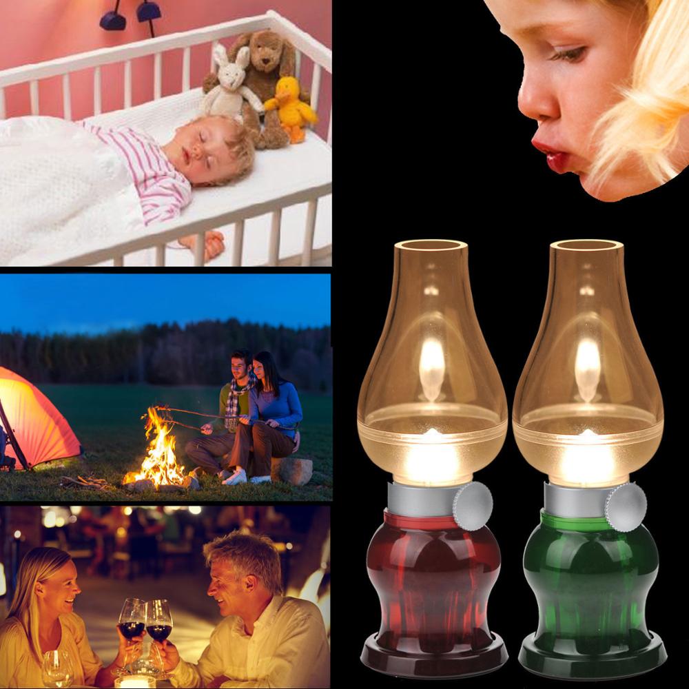 ostalgic  romantic Blow Control LED Night Light Candle Kerosene Rechargeable Lamp