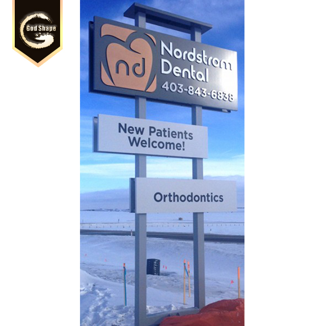 Ground Standing LED Sign Outdoor Advertising Light Box Acrylic Pylon Sign