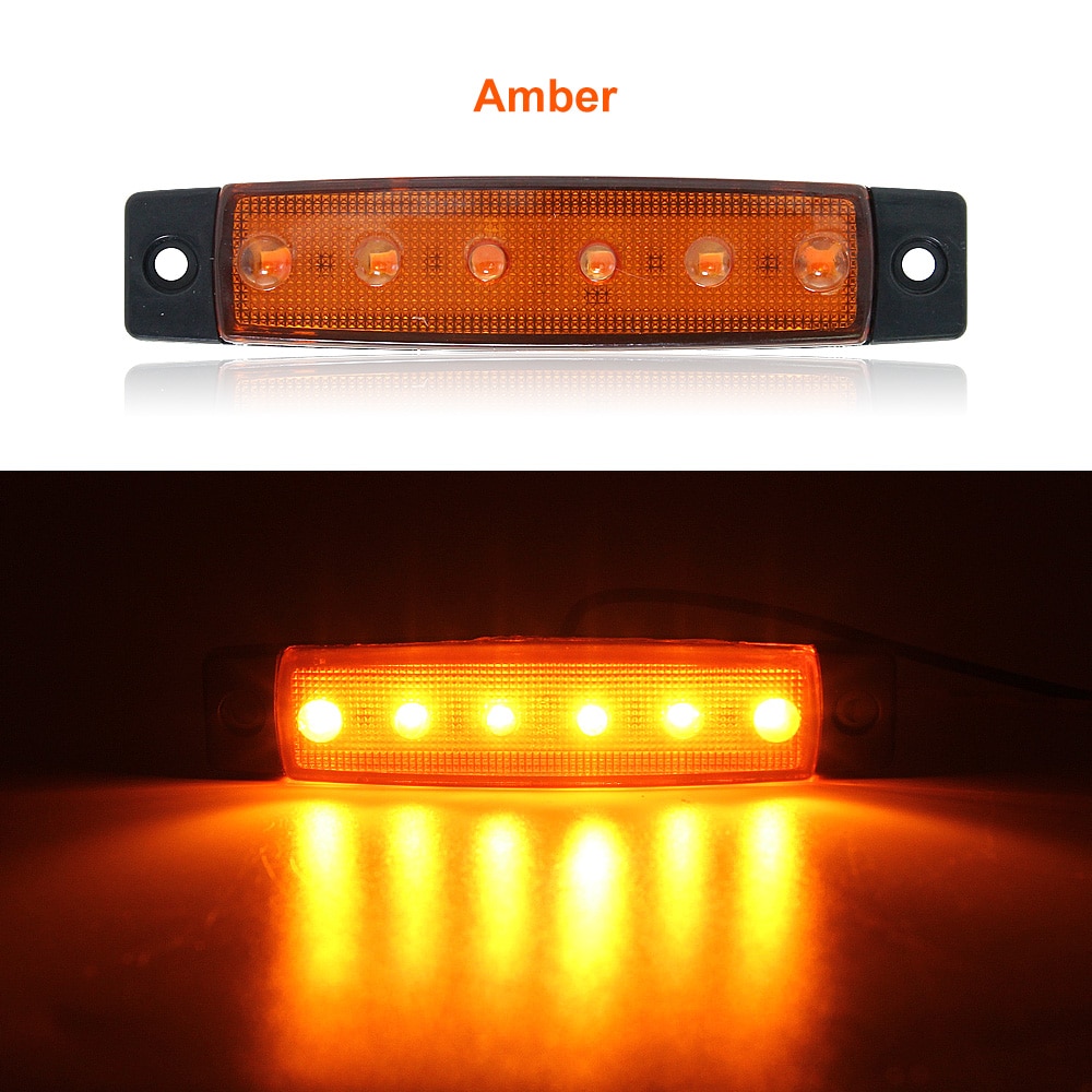 12/24V 6 LED Truck Trailer Pickup Side Marker Indicators Light Truck Lorries Bus Clearance Side Marker