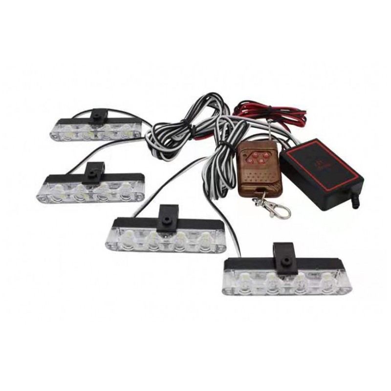 Wireless Remote 4X4LED Stroboscope Led Ambulance Police light 12V Warning Strobe lights Auto Flashing