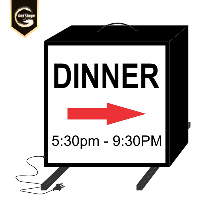 Portable free standing acrylic light box with aluminum frame 60*60cm led light acrylic shop signs