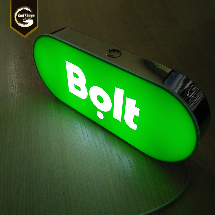 Custom made logo oval illuminated led oval acrylic tal sign usb car taxi light box