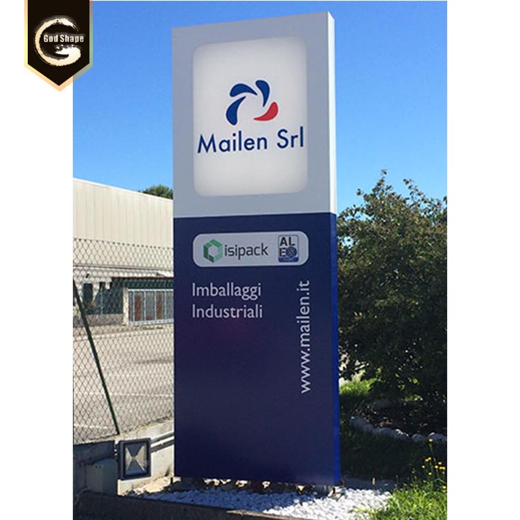 Ground free standing outdoor advertising led pylon sign spot lighting signage