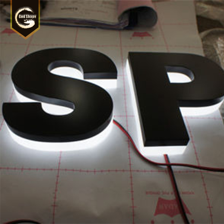 LED backlit metal channel letter illuminated outdoor sign reverse halo lit LED sign