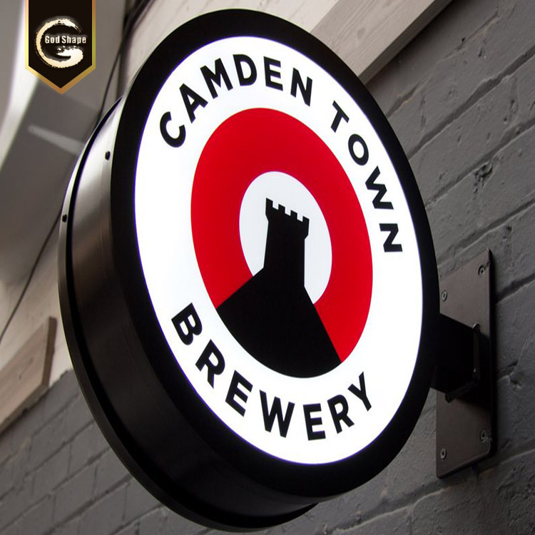 Outdoor wall mount square advertising light box signage projecting led sign