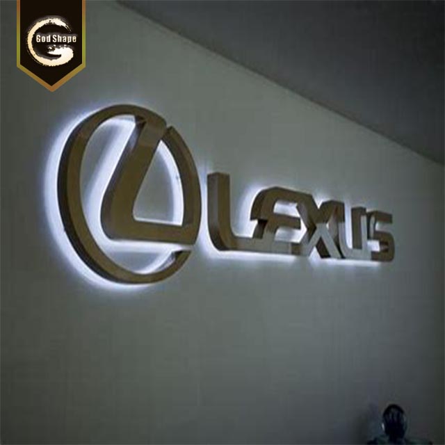SS Back lit Car Logo Shop Front Cafe Pizza illuminated 3D Laser Cut Raised Number LED Letter Sign
