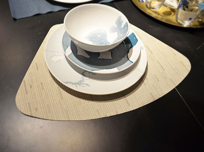 new design Amazon best seller sector shape PVC woven wholesale placemats