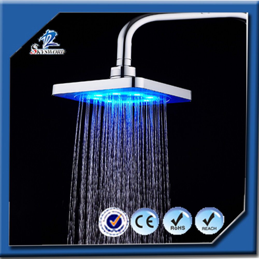 6 Inch Temperature Control Tricolor LED Shower Head 3 Color