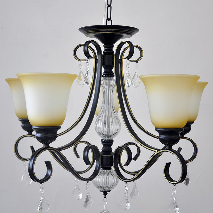 Retro Iron Silver Glass Ball Iron Banquet Hall Chandelier Chain