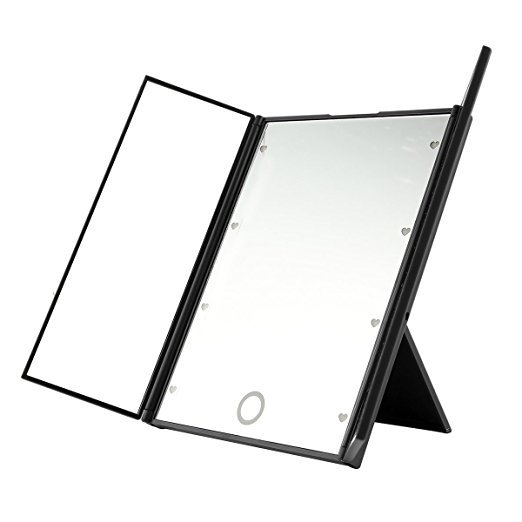 Single Side Plastic Square Folding Desktop Led Light Makeup Mirror