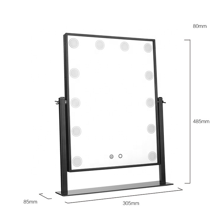 Best Vanity Makeup Mirror Girl Hollywood 12pcs LED Lights Desktop Makeup Mirror with Beauty Touch