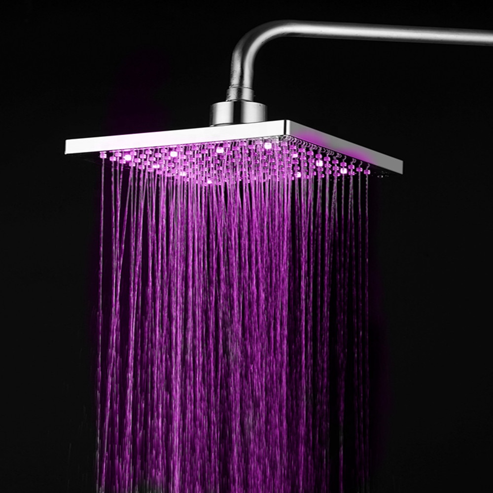 Bathroom Shower Led Rain Overhead Shower With 12LEDs Temperature Control Colors Shower Filter