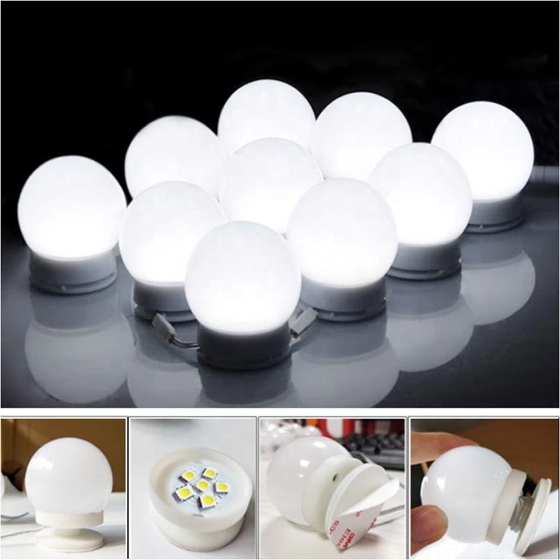 Hot Sale Round Style Light Vanity Mirror LED Bulb Stick on The Surface Easy to Stick Warm White Light Bulb Kit with Smart Dimmer