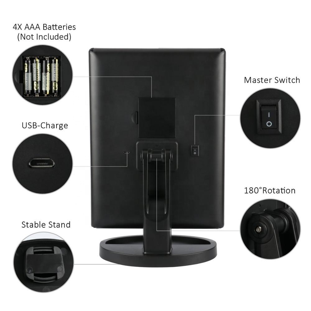 2018 New 21/22 LED Lights Touch Screen Makeup Mirror Plastic Hotel Vanity Mirror