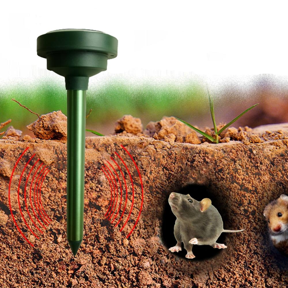 Eco-friendly Outdoor Solar Powered Ultrasonic Mole Mouse Repeller for Garden Yard