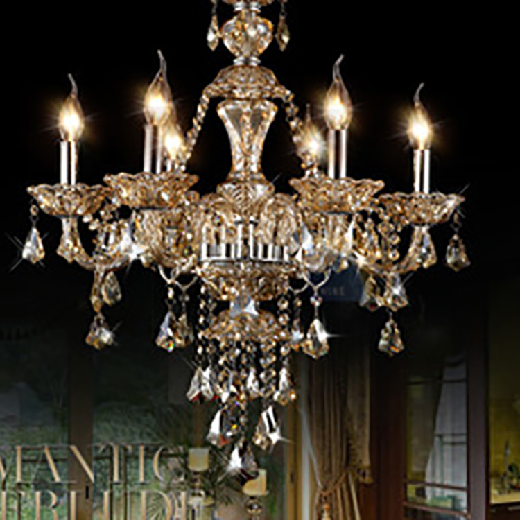 Classic Decoration Wood Veneer Crystal Chandelier Floor Standing Lamp