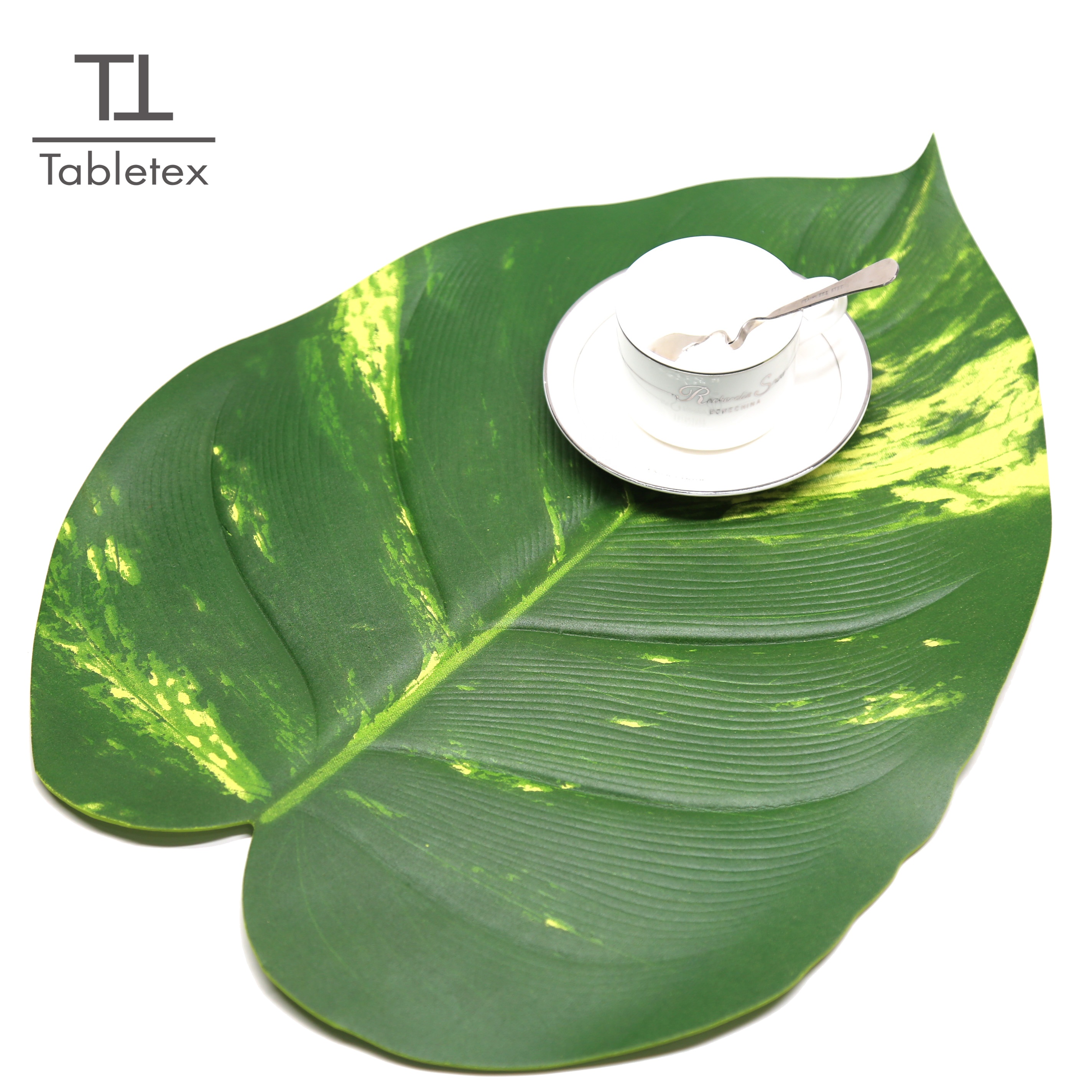 Tabletex  NEW Arrival High Quality Tropical Palm Leaves Heat Insulation Oil-proof Waterproof EVA Artificial Plant Table Placemat