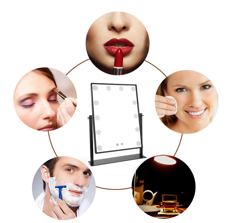 Fully Charged to Take Away Led Lighted Desktop Makeup Mirror Illuminated Travel Mirror with magnifying mirror 10x