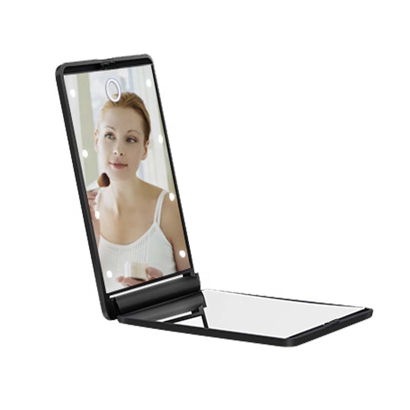 Fashion daily lady led pocket makeup mirror with light touch screen