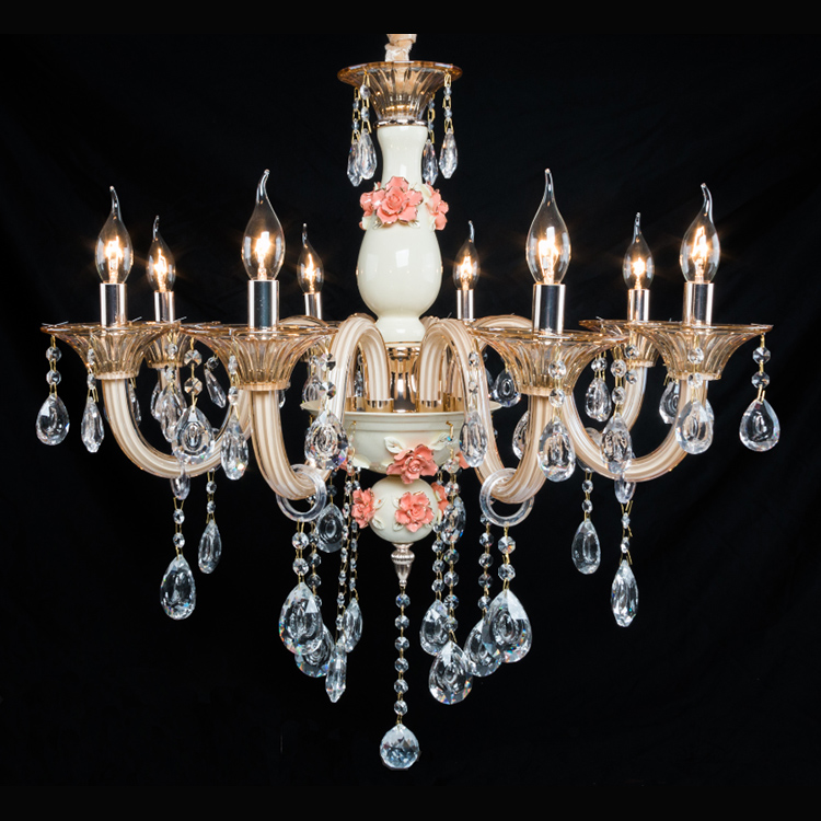 Electric Wire For Indoor Lighting Brass Plated Oval Crystal Chandelier