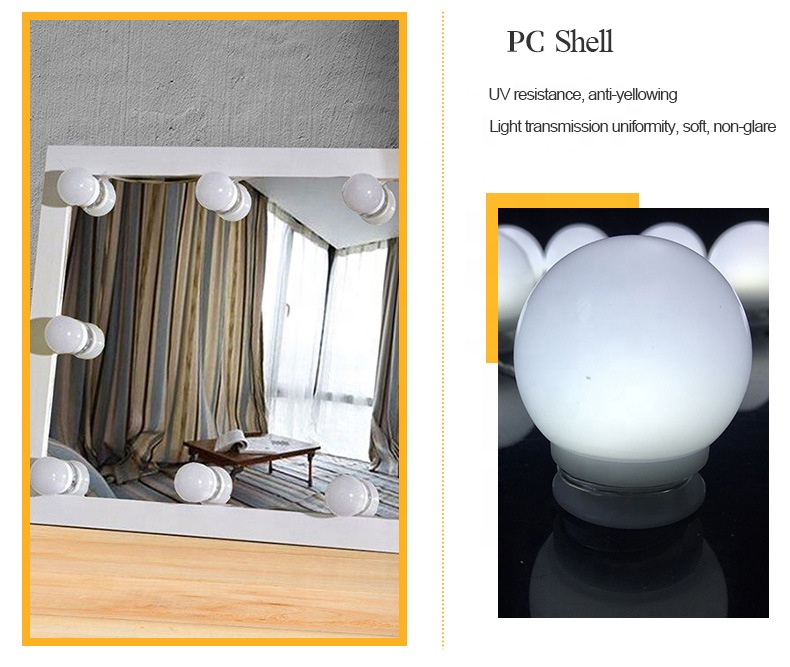 Two Modes Warm Yellow Light Bathroom Wall Light LED Vanity Mirror Lights Kit