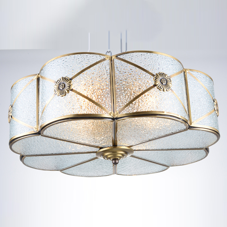 CE Certificate Gold Glass Lampshade Dining Room Copper Chandelier