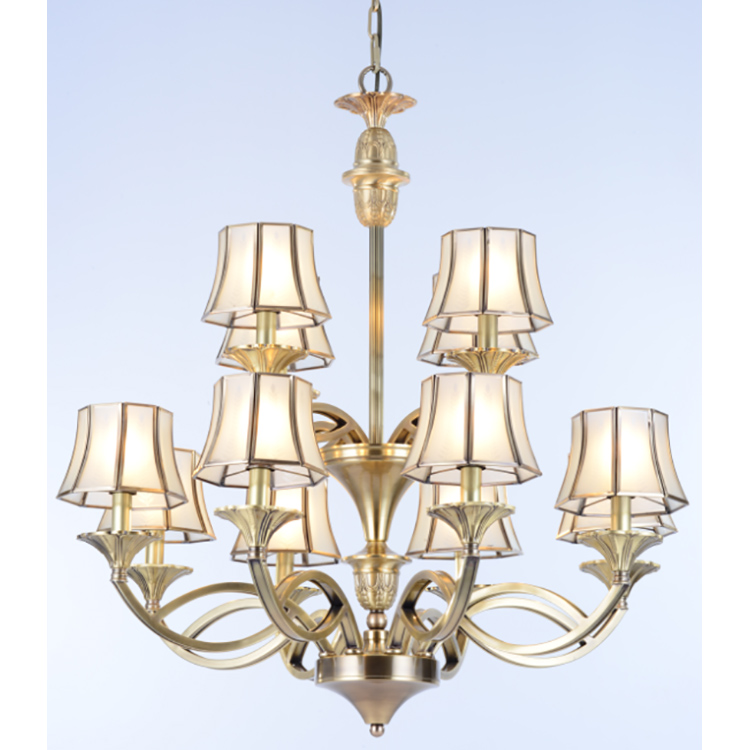 Zhongshan Dining Room Cone Fabric Copper Acrylic Cheap Chandelier