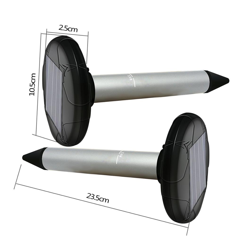 Free Sample New Model Solar Battery Powered Ultrasonic Snake Repeller with 2 LED Light