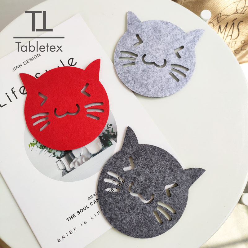 Tabletex custom coasters wholesale cheap coasters anti slip mat cat 3mm thickness felt cup mat