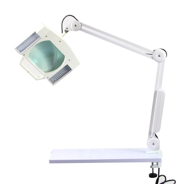Adjustable bracket white light clamp laboratory magnifier lamp, beauty desk lamp with magnifier