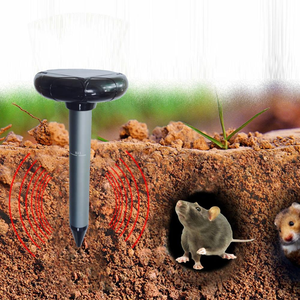 Newest Solar Sonic Sound Wave Vibration Mole Snake Repeller with Led Light
