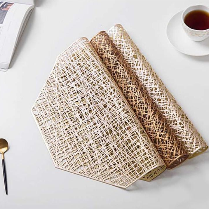 PVC Placemat For Dinner Table Plastic Octagonal Hollow Heat-insulated Pad Waterproof Non Slip Mats Home Decoration