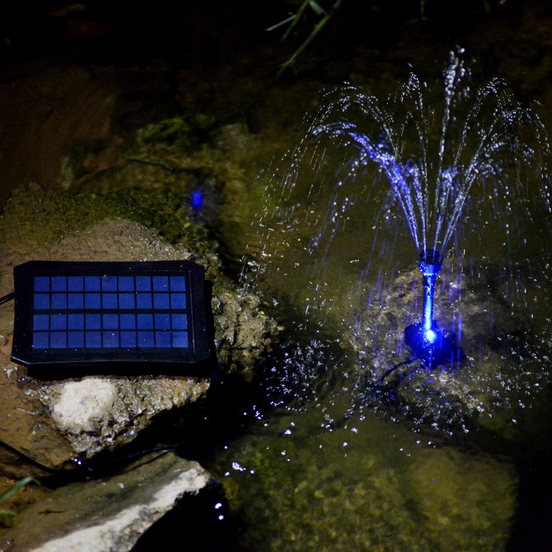 Colorful Solar Panel Powered Automatic Water Fountain Pump with LED Light
