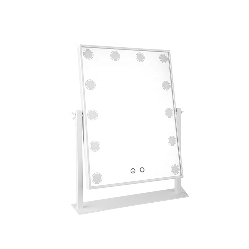 LED Lighted Table Vanity Makeup Beauty Mirror Hollywood Mirror with Silicone Shock Absorption Edge