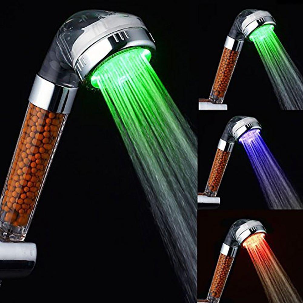 ABS Self-powered Temperature Detectable RGB Led Water Save Shower Head